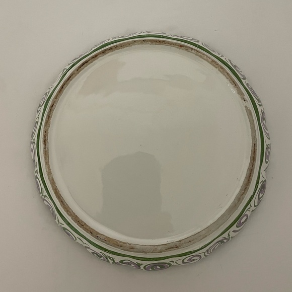 Vintage RCCL Portugal Hand Painted Floral Ceramic Green On White Flower Pot - Picture 7 of 13